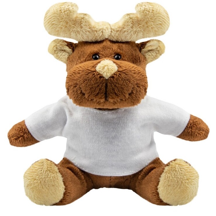 Pluszowy renifer z białą koszulką do nadruku